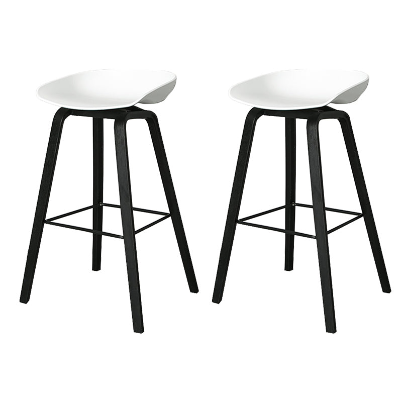 Contemporary Plastic Bucket Bar Stool with Beech Solid Wood Base