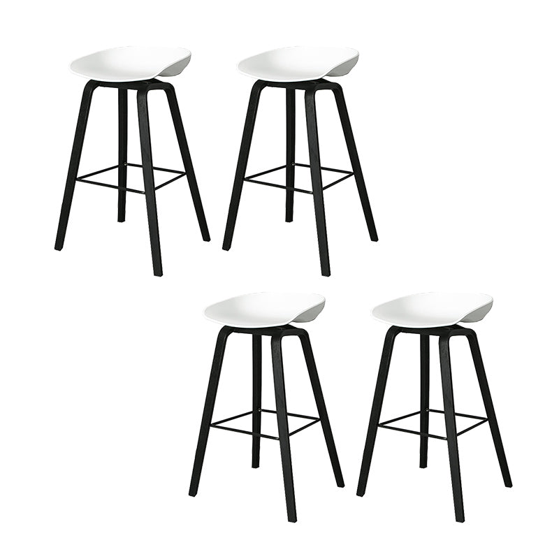 Contemporary Plastic Bucket Bar Stool with Beech Solid Wood Base