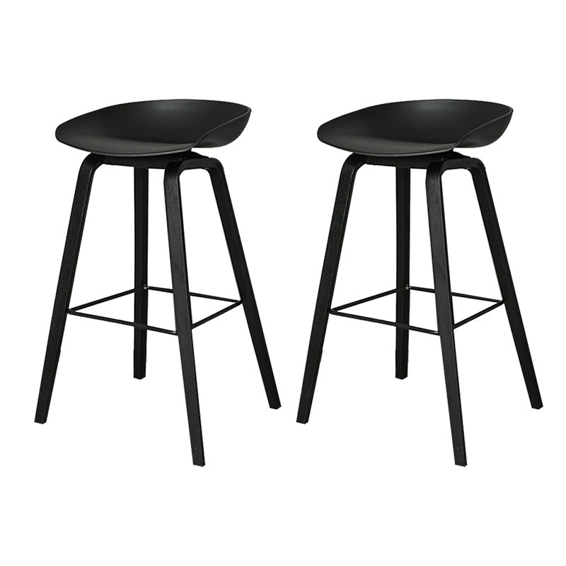 Contemporary Plastic Bucket Bar Stool with Beech Solid Wood Base
