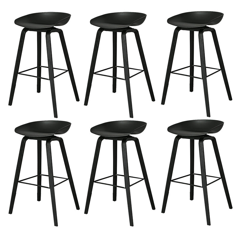 Contemporary Plastic Bucket Bar Stool with Beech Solid Wood Base