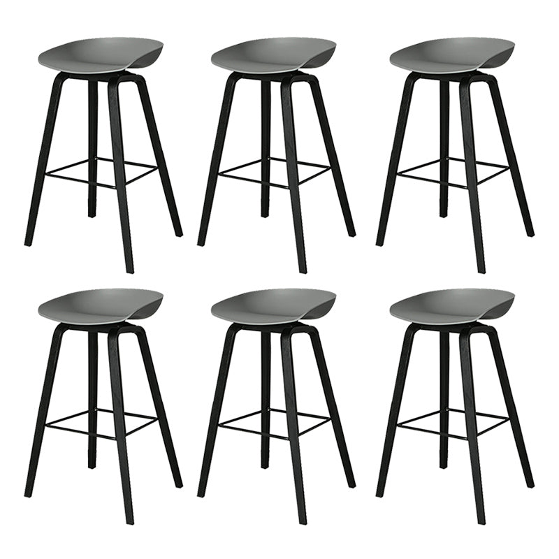 Contemporary Plastic Bucket Bar Stool with Beech Solid Wood Base
