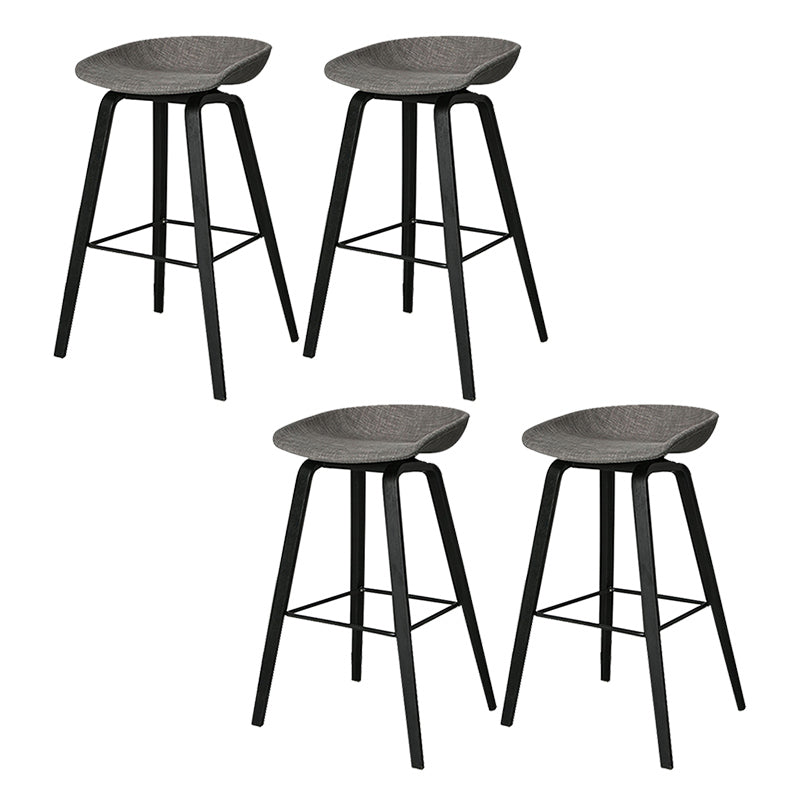 Contemporary Plastic Bucket Bar Stool with Beech Solid Wood Base