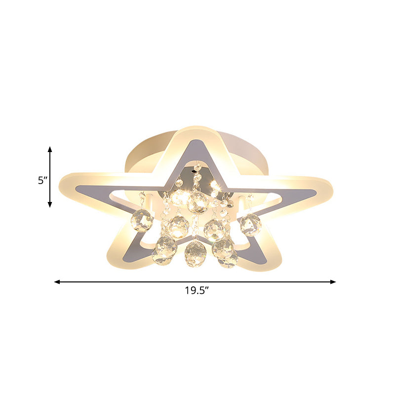 Kid Star Acryl-Deckenleuchte, LED-Unterputzleuchte mit Kristallkugel-Tropfen, warmes/weißes Licht