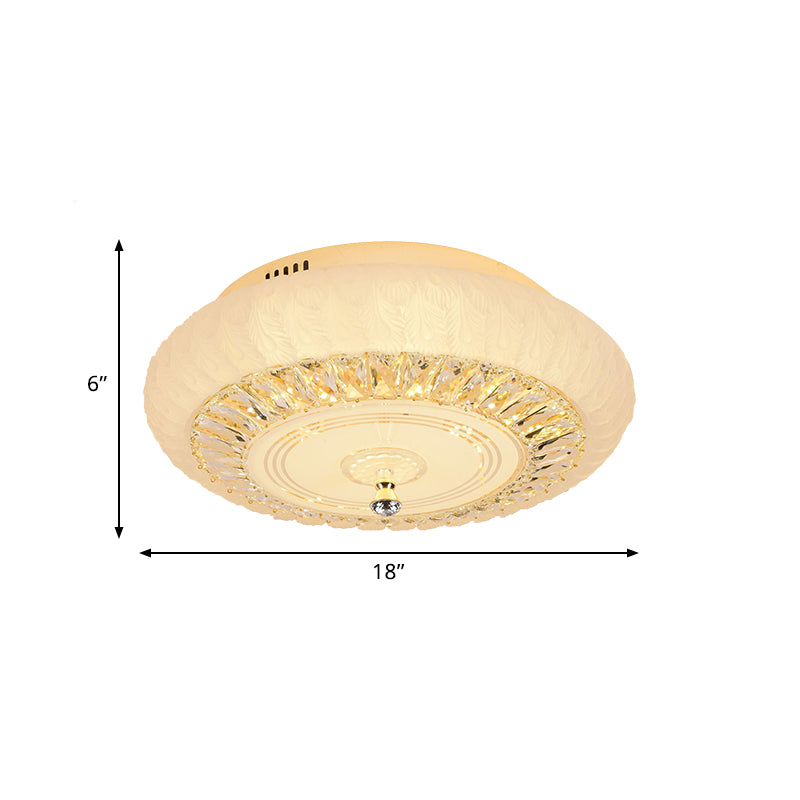 Gold Finish Round Ceiling Mount Contemporary Crystal LED Living Room Flushmount Lighting
