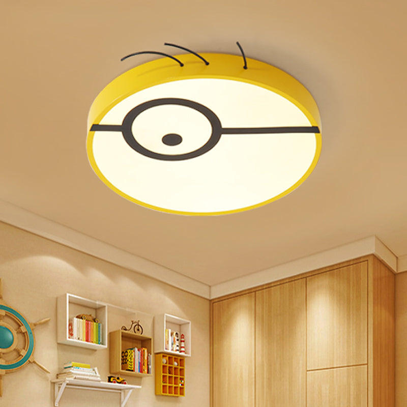 Kids Cartoon Character Flushmount Light Acrylic Kindergarten LED Ceiling Fixture in Yellow