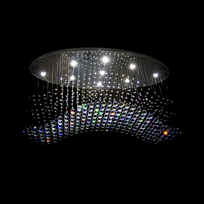 LED-Kristallkugel-Deckenleuchte, moderne Chrom-Kaskaden-Schlafzimmer-Unterputzleuchte