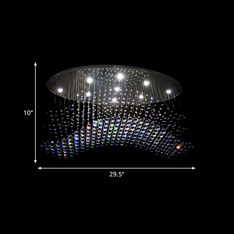 LED-Kristallkugel-Deckenleuchte, moderne Chrom-Kaskaden-Schlafzimmer-Unterputzleuchte