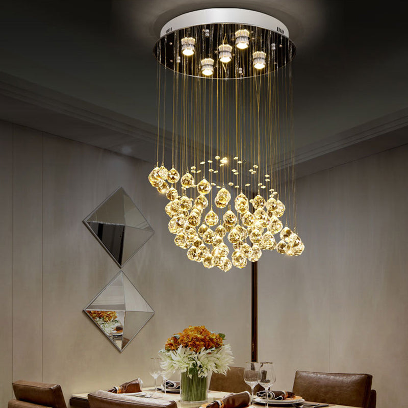 Planet Dining Room Flushmount Lighting Simple Crystal Ball LED Chrome Finish Ceiling Light Fixture