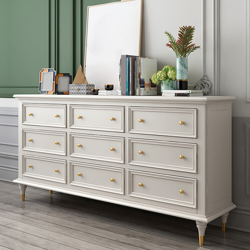 Glam White Closed Back Storage Chest with Soft-Close Drawers for Home