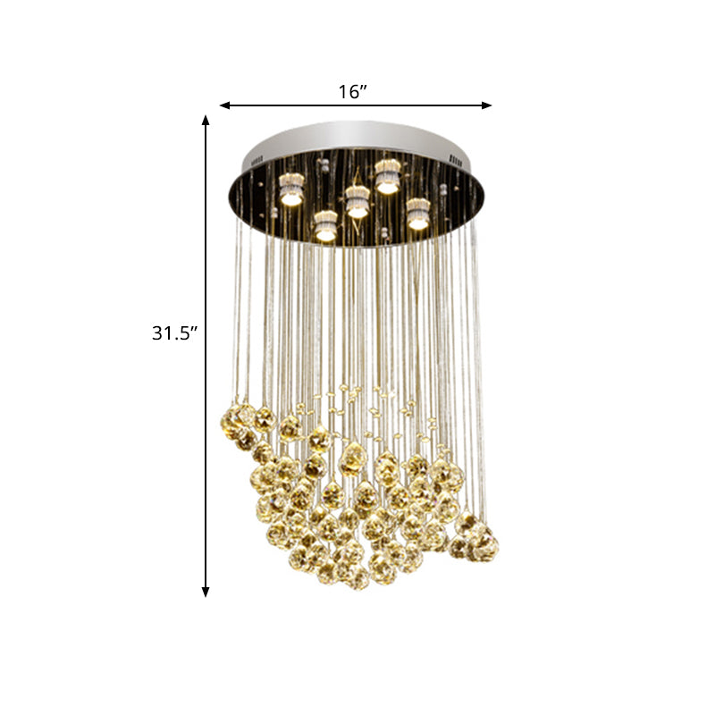 Restaurante planeta flushmountlighting simple bola de cristal LED lámparas de techo cromadas