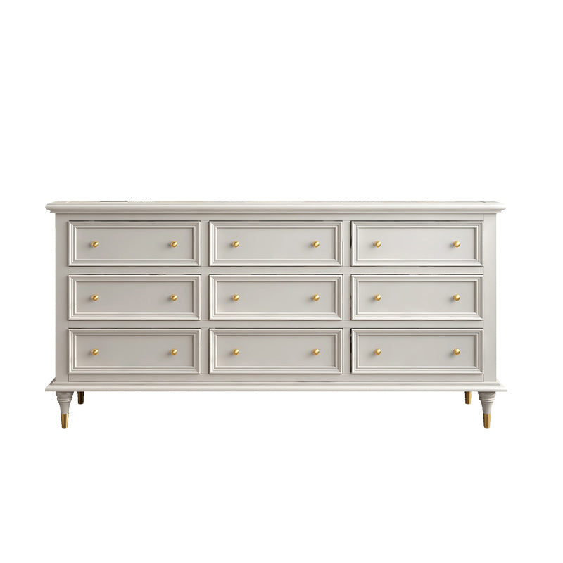 Glam White Closed Back Storage Chest with Soft-Close Drawers for Home