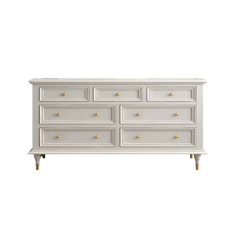 Glam White Closed Back Storage Chest with Soft-Close Drawers for Home