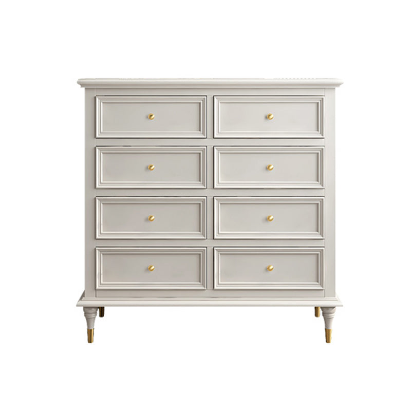 Glam White Closed Back Storage Chest with Soft-Close Drawers for Home