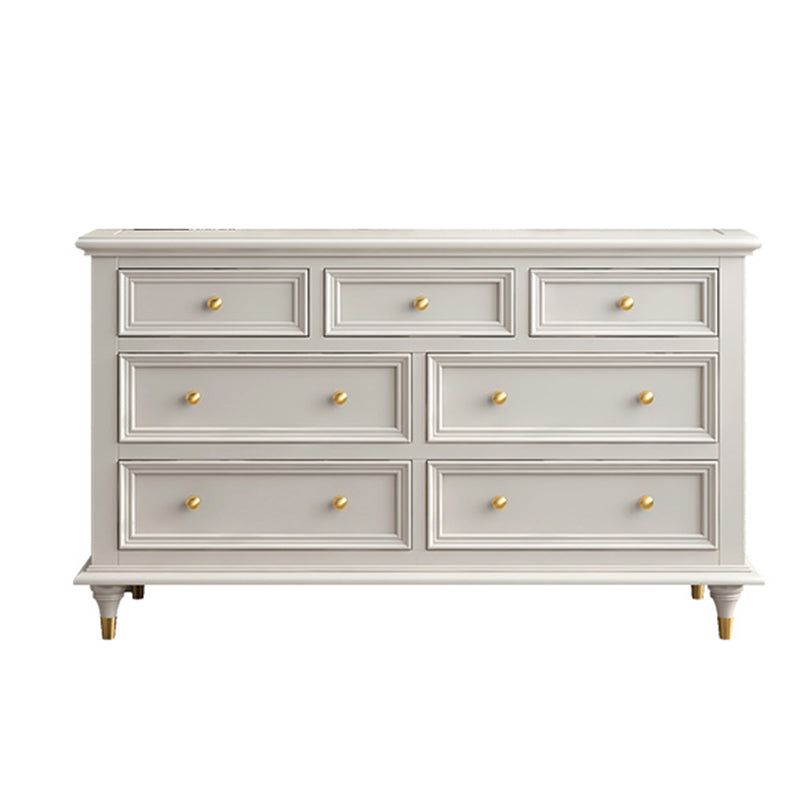 Glam White Closed Back Storage Chest with Soft-Close Drawers for Home