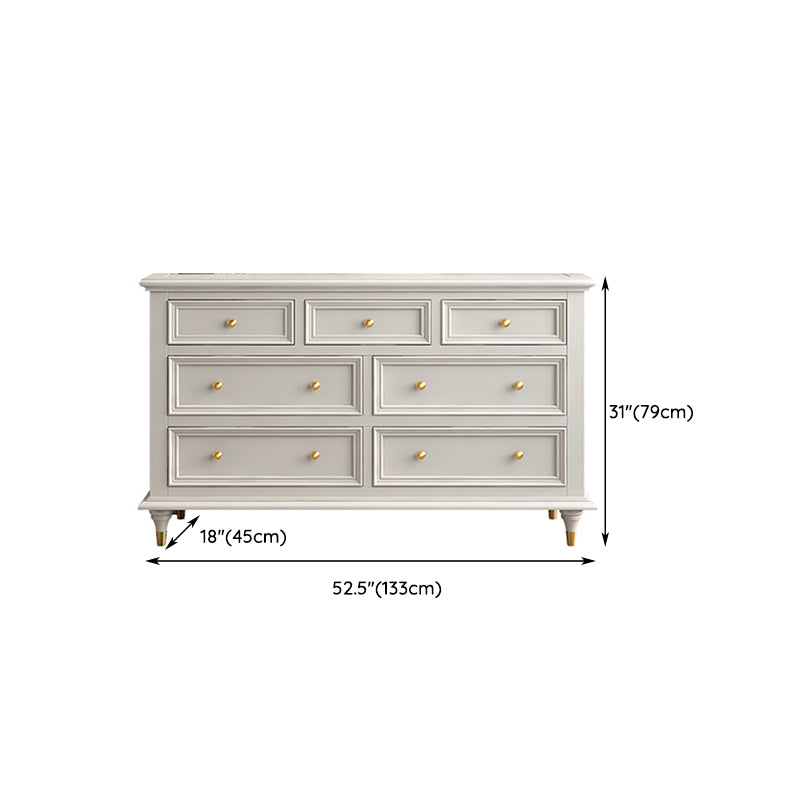 Glam White Closed Back Storage Chest with Soft-Close Drawers for Home