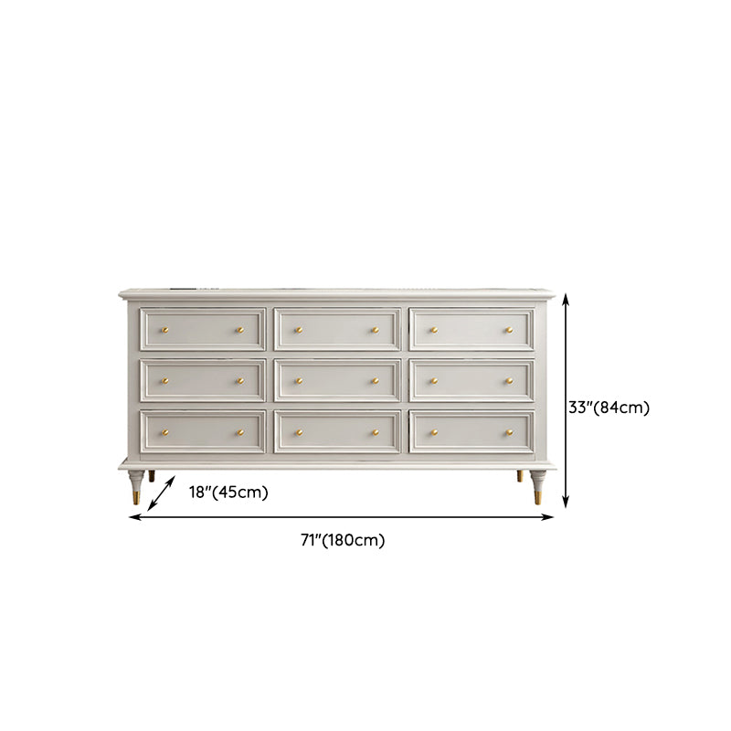 Glam White Closed Back Storage Chest with Soft-Close Drawers for Home