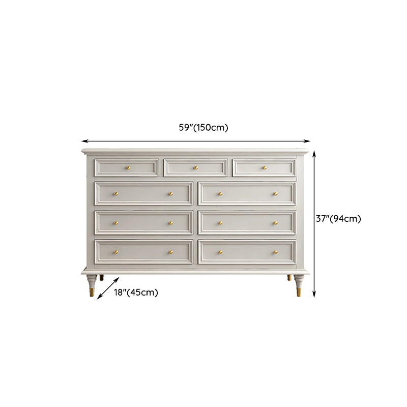 Glam White Closed Back Storage Chest with Soft-Close Drawers for Home