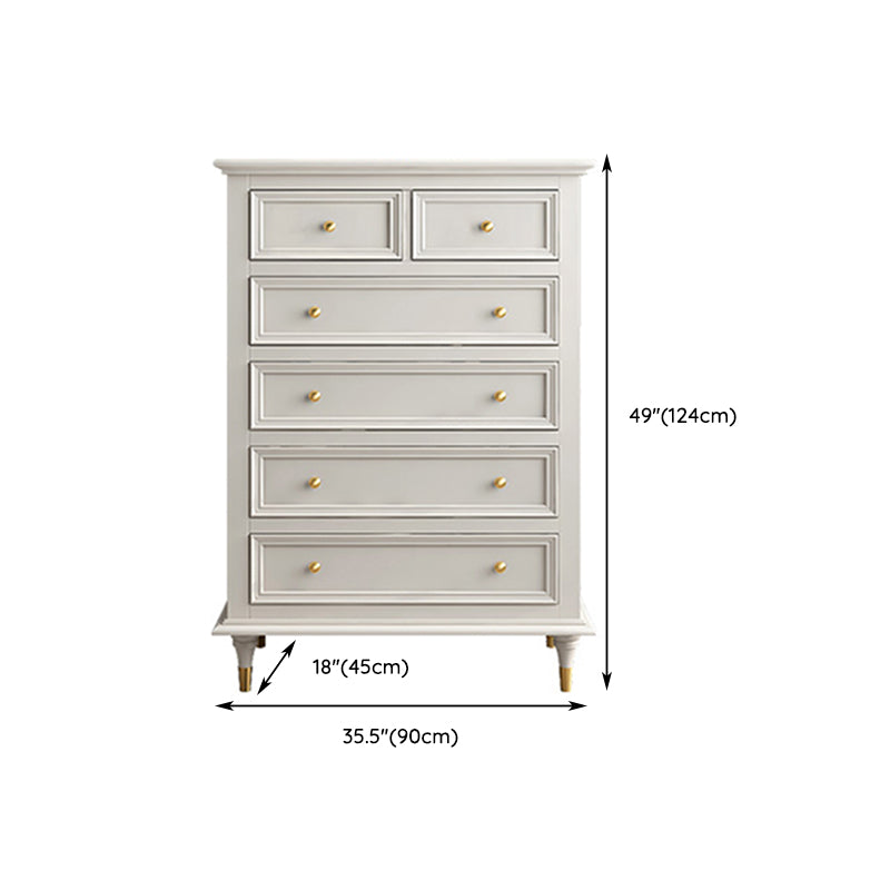 Glam White Closed Back Storage Chest with Soft-Close Drawers for Home