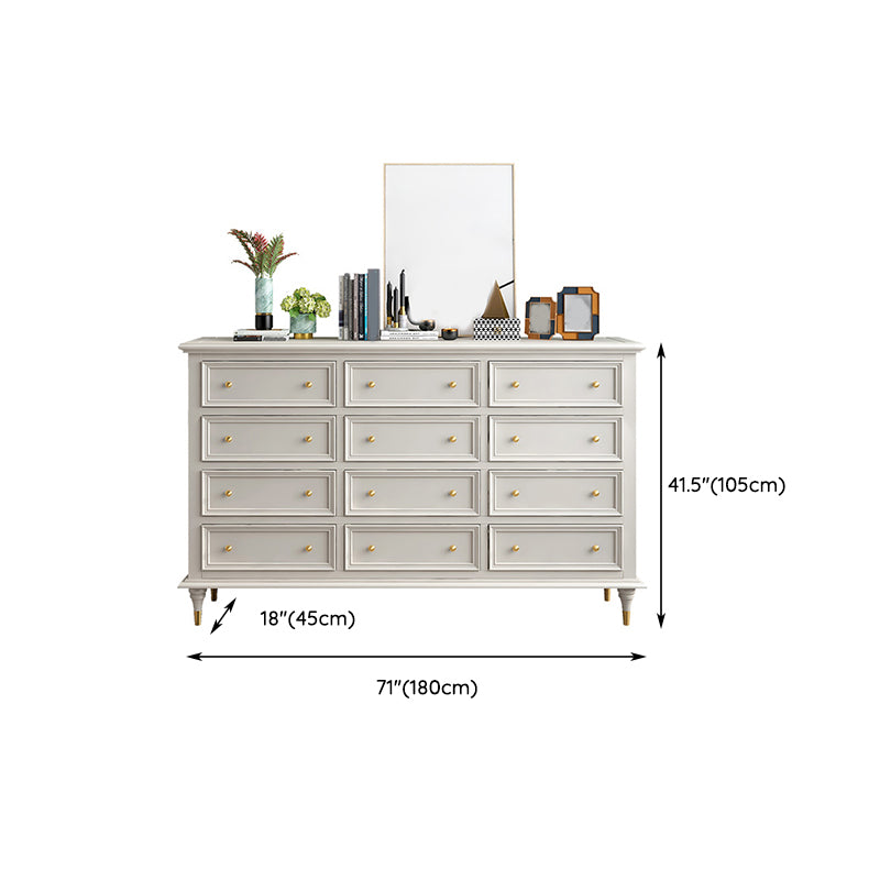 Glam White Closed Back Storage Chest with Soft-Close Drawers for Home