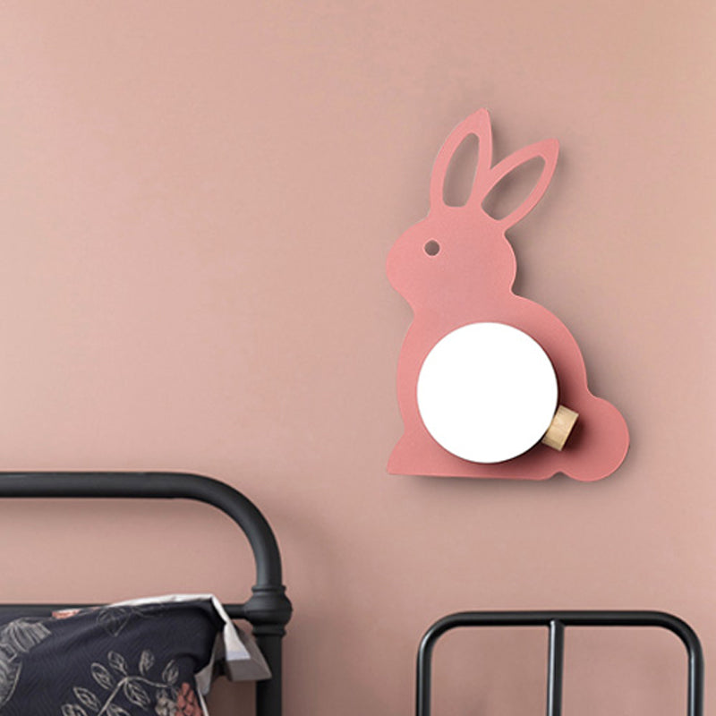Lapin à chasse d'eau Moup Murne Carton Iron 1 Bulbe Rose / Moup mural Blue Lumière avec Amour à lampe