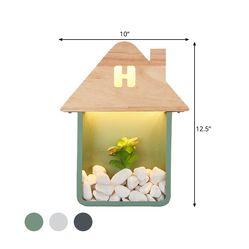 Cabina Monte de la cabina Monte de madera nórdica Luz de pared LED Luz con estante de almacenamiento en gris/blanco/verde