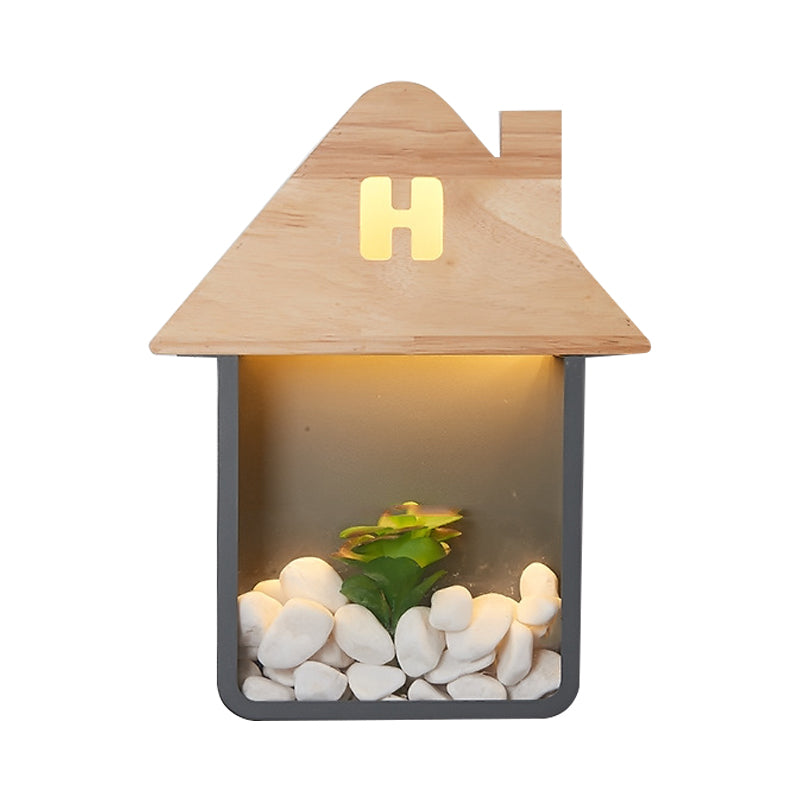 Cabina Monte de la cabina Monte de madera nórdica Luz de pared LED Luz con estante de almacenamiento en gris/blanco/verde