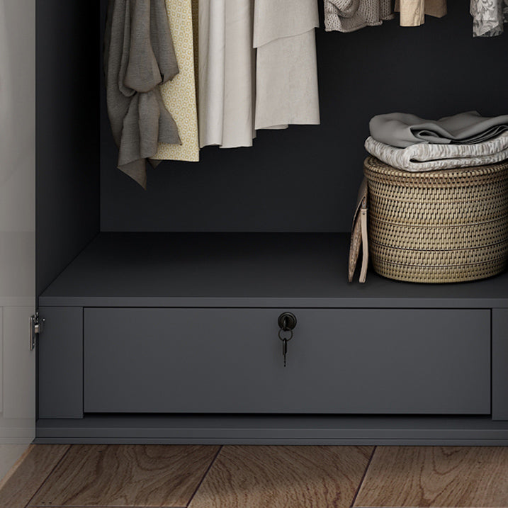 Engineered Wood Armoire Modern White Wardrobe Closet with Garment Rod