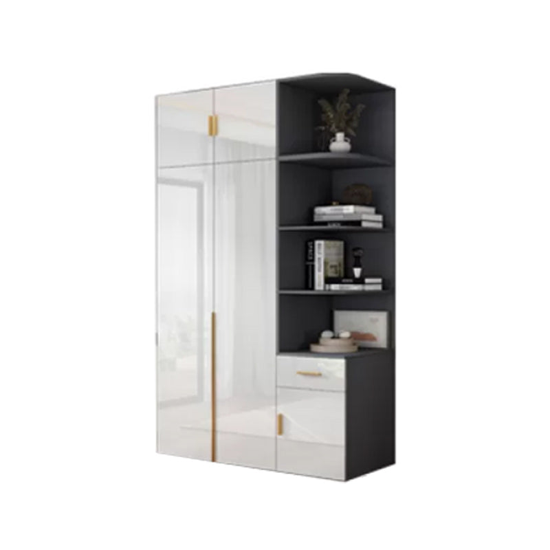 Engineered Wood Armoire Modern White Wardrobe Closet with Garment Rod