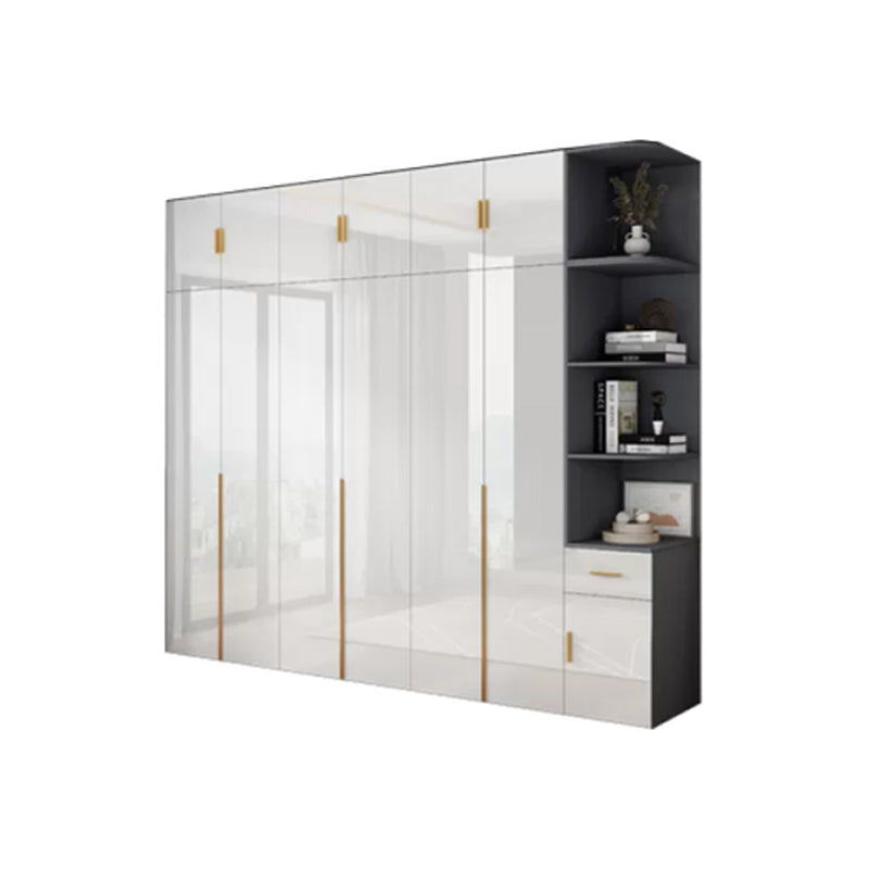 Engineered Wood Armoire Modern White Wardrobe Closet with Garment Rod