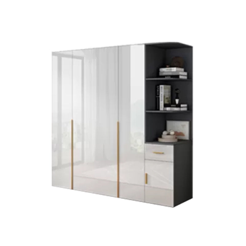 Engineered Wood Armoire Modern White Wardrobe Closet with Garment Rod