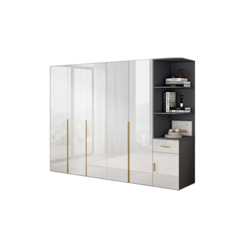 Engineered Wood Armoire Modern White Wardrobe Closet with Garment Rod