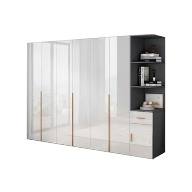 Engineered Wood Armoire Modern White Wardrobe Closet with Garment Rod