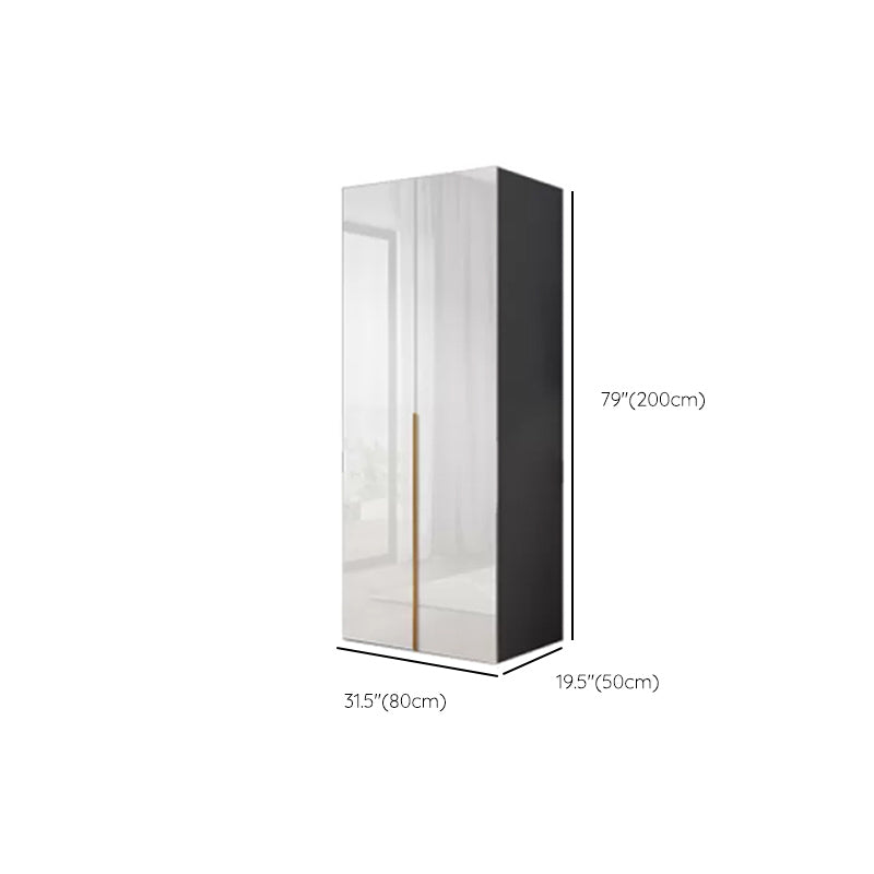 Engineered Wood Armoire Modern White Wardrobe Closet with Garment Rod