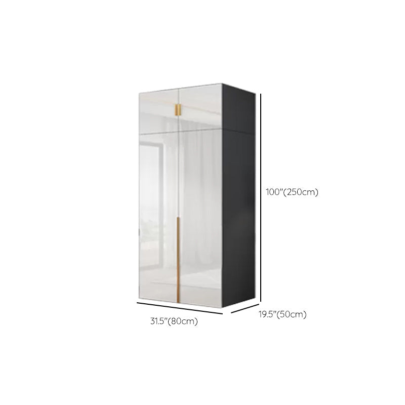 Engineered Wood Armoire Modern White Wardrobe Closet with Garment Rod