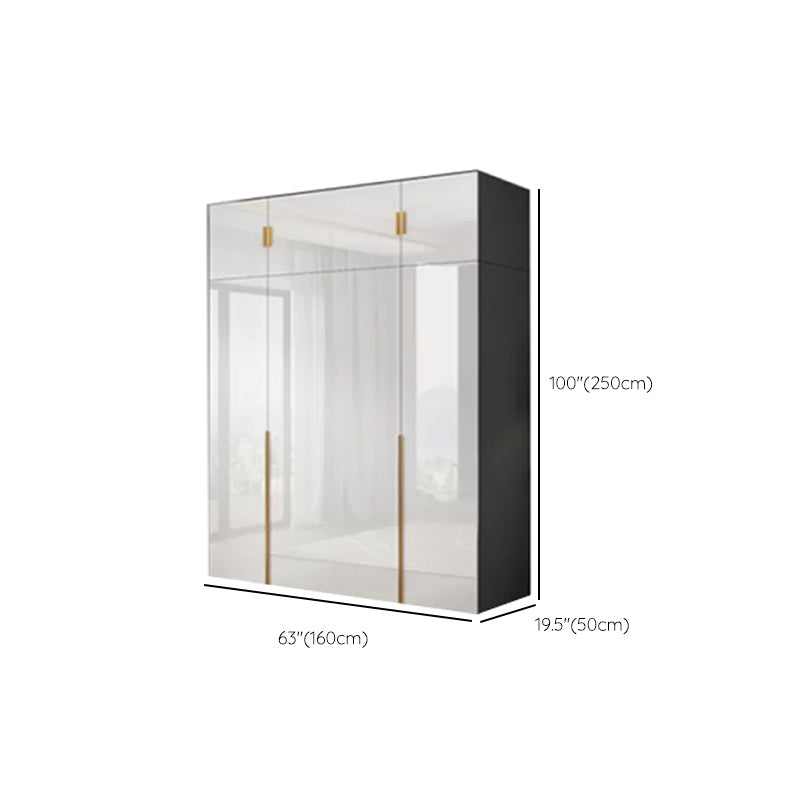 Engineered Wood Armoire Modern White Wardrobe Closet with Garment Rod