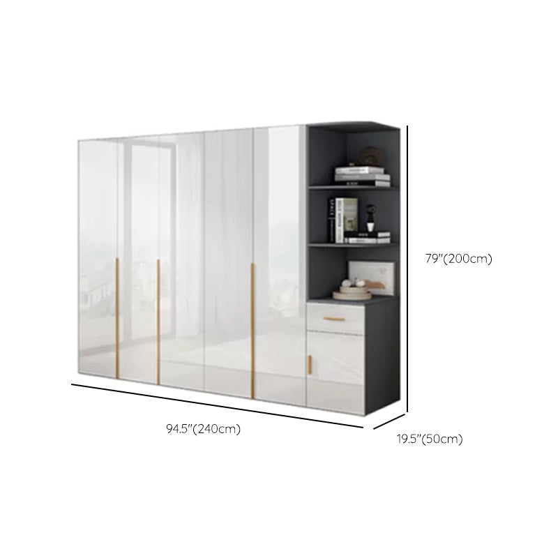 Engineered Wood Armoire Modern White Wardrobe Closet with Garment Rod