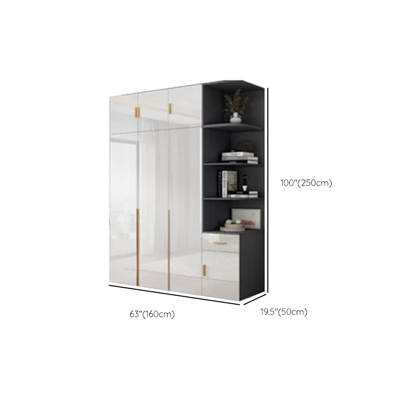 Engineered Wood Armoire Modern White Wardrobe Closet with Garment Rod