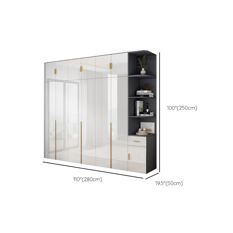 Engineered Wood Armoire Modern White Wardrobe Closet with Garment Rod