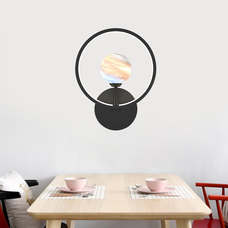 GRADIENT Glassbol Wandverlichting Ideeën Moderne LED SCONCE LIMMUTE MET RING BEVENDEN IN ZWART/PINK/WIT