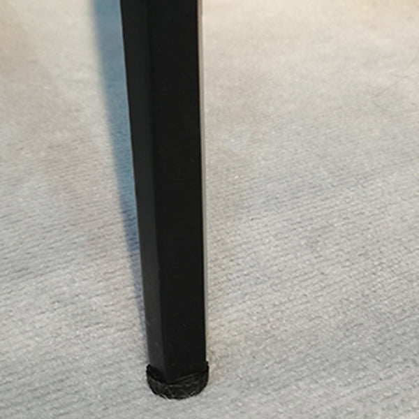 Modern Rectangular Grey Stone Top Dining Table with 4 Black Legs