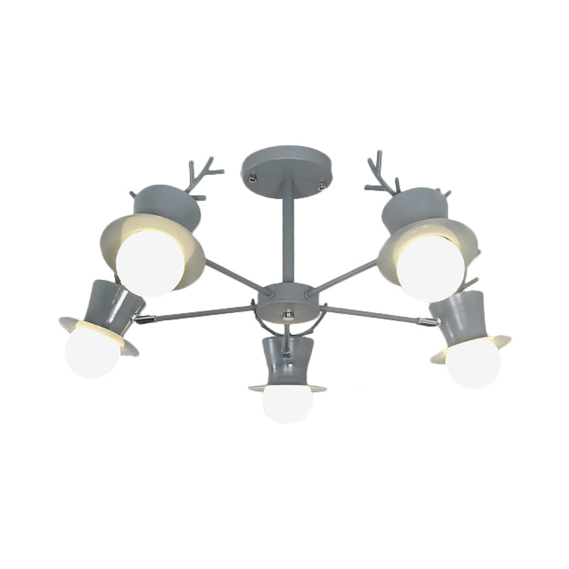 Room de salon 5/8 têtes lustre clair léger gris nordique / noir de suspension rotatif avec une nuance de fer à bouchon de bois