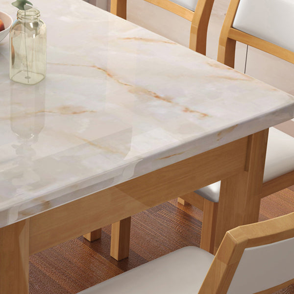 7 Piece Faux Marble Top Rectangle Shape Dining Room Furniture Set