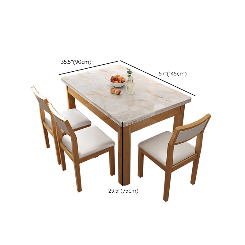 7 Piece Faux Marble Top Rectangle Shape Dining Room Furniture Set