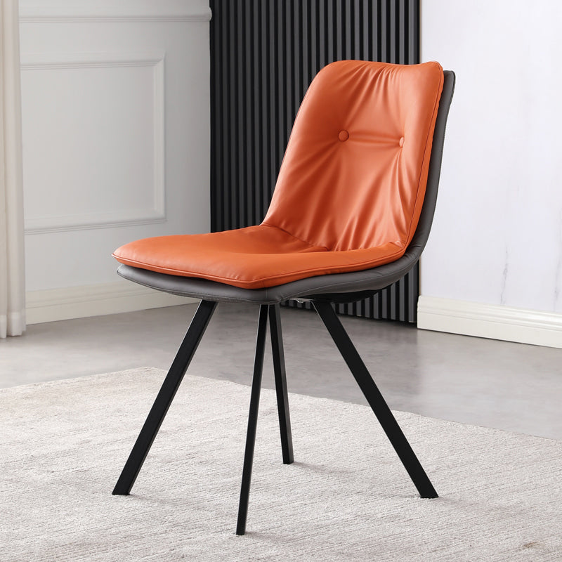Contemporary Style Upholstered Dining Side Chair with Metal Base