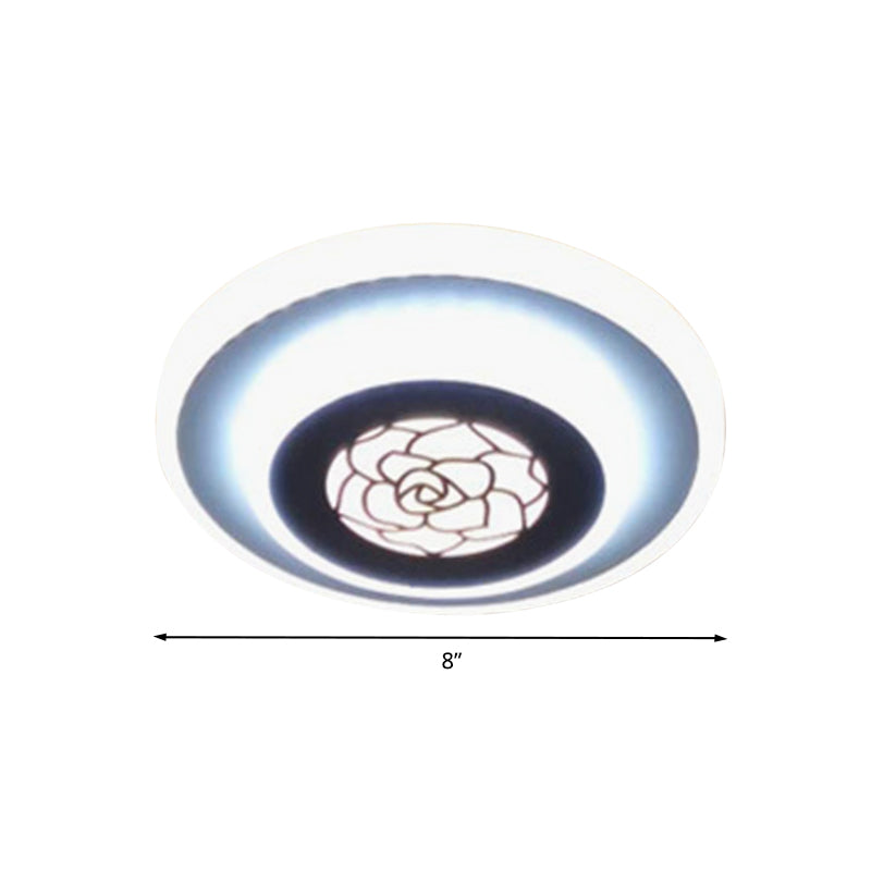 Circle Flushmount Lighting Contemporary Acrylic LED White Flush Mounted Lamp with Rose Pattern