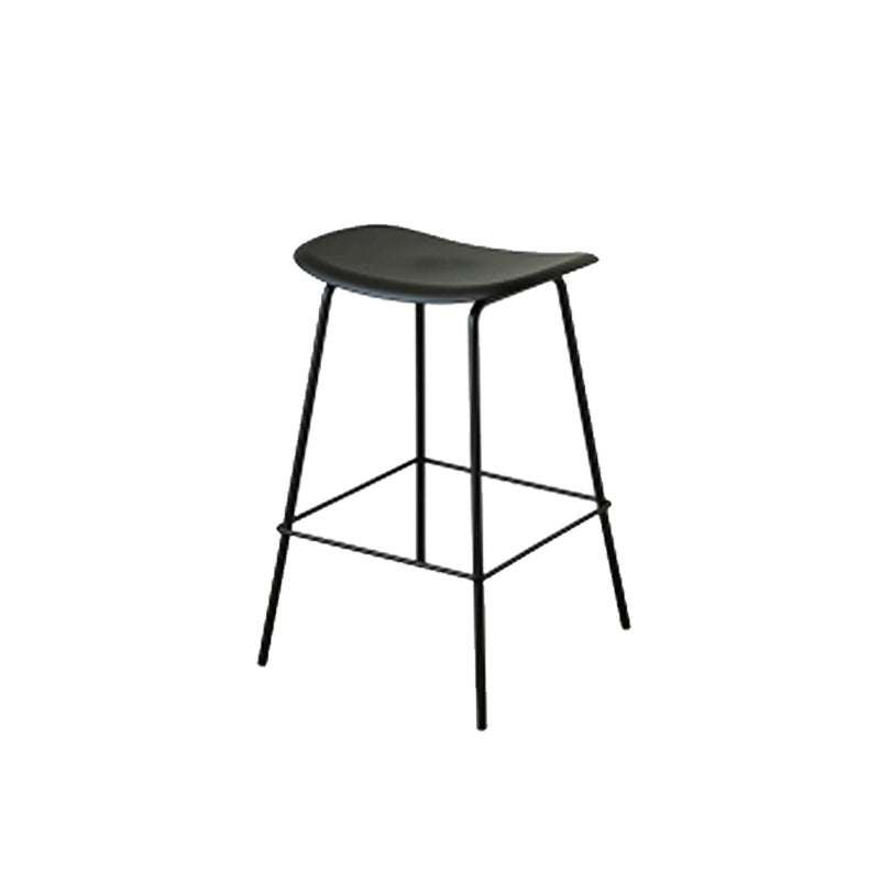 Contemporary Contoured Seat Armless Bar Stools with Metal Legs