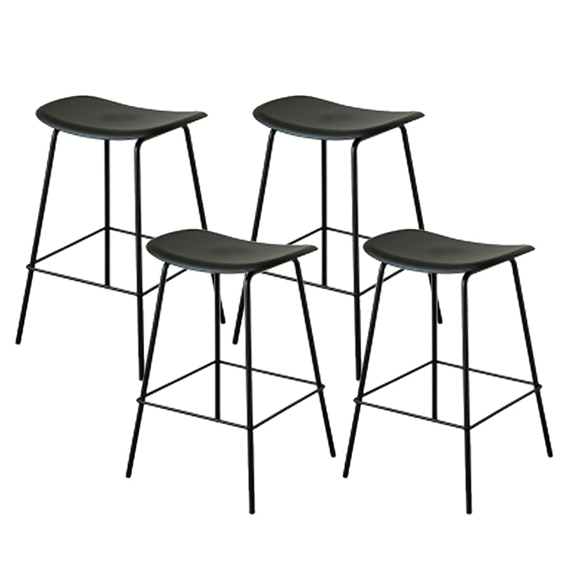 Contemporary Contoured Seat Armless Bar Stools with Metal Legs