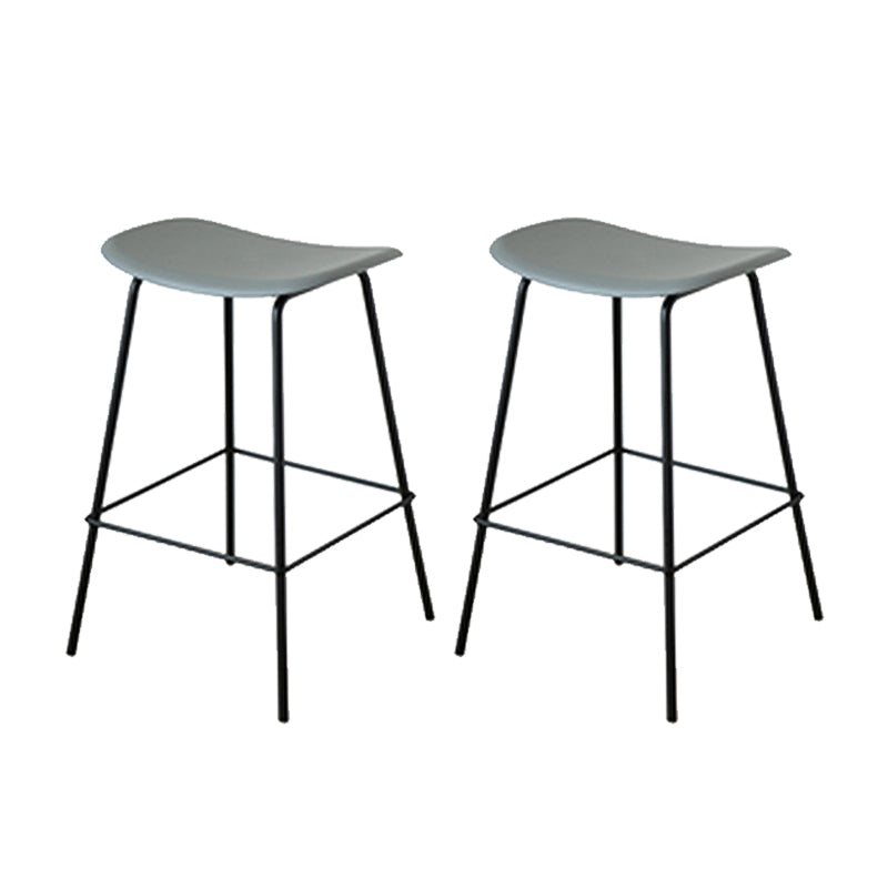 Contemporary Contoured Seat Armless Bar Stools with Metal Legs