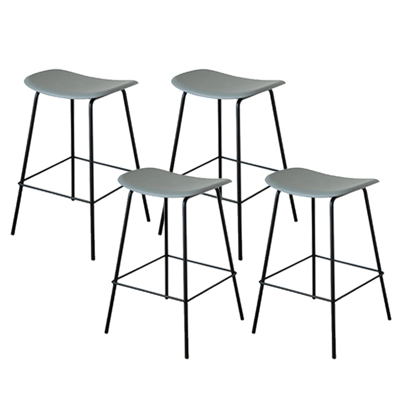 Contemporary Contoured Seat Armless Bar Stools with Metal Legs