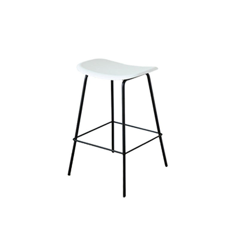 Contemporary Contoured Seat Armless Bar Stools with Metal Legs